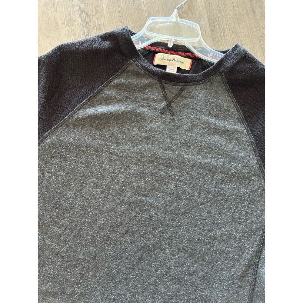 Tommy Bahama Sweater Men M Gray Black Pullover Lightweight Sweatshirt Casual